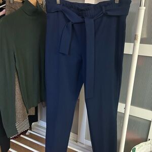 Tristan Deep Blue Tie-Waist Trousers